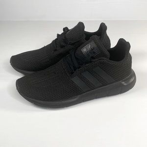 Adidas All Black lightweight Athletic Kid Shoes size 3 Sneakers